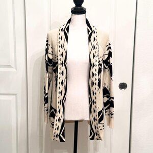 FATE Aztec Cream and Black Cardigan Knit Sweater, Size S